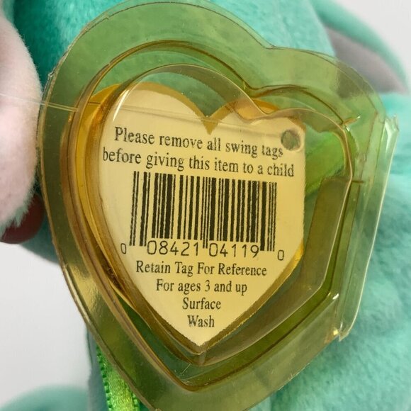 TY Beanie Babies "Hippity" The Green Bunny 8" Plush Toy Collectible 1996 NWT - Picture 3 of 6